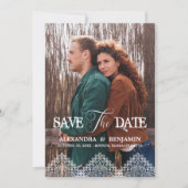 Boho Photo Lace Effect Whimsical Typography Save The Date (Vorderseite)