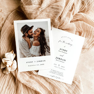 Boho Photo Wedding Invite, Modern Minimalist Invit Einladung
