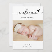 Boho Photo Welcome Baby Announcement Card Einladung (Vorderseite)