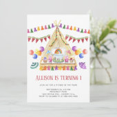 Boho Picnic Birthday Party Einladung (Stehend Vorderseite)