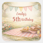 Boho Picnic Party Outdoor Birthday Sticker (Vorderseite)