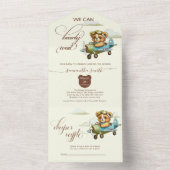 Boho Pilot Teddy Bear im Flugzeug Babydusche All In One Einladung (Innen Boden)