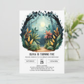 Boho Pine Adventure Woodland Geburtstag Einladung (Stehend Vorderseite)