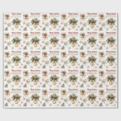 Boho Pine Cone Evergreen Bouquet Christmas Geschenkpapier (Flach)