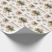 Boho Pine Cone Evergreen Bouquet Christmas Geschenkpapier (Ecke)