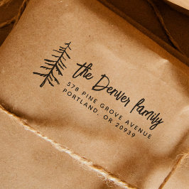 Boho Pine Tree Rücksendeadresse Briefmarke Permastempel