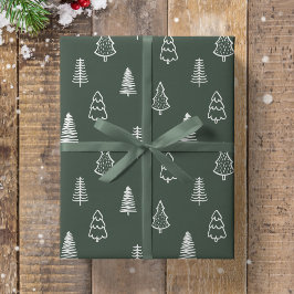 Boho Pine Trees Modern Christmas Minimalist Forest Geschenkpapier