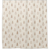 Boho Pine Trees Modern Winter Forest Neutral Beige Duschvorhang (Vorderseite)