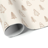 Boho Pine Trees Neutral Winter Minimalist Forest Geschenkpapier (Rolleneckpunkt)