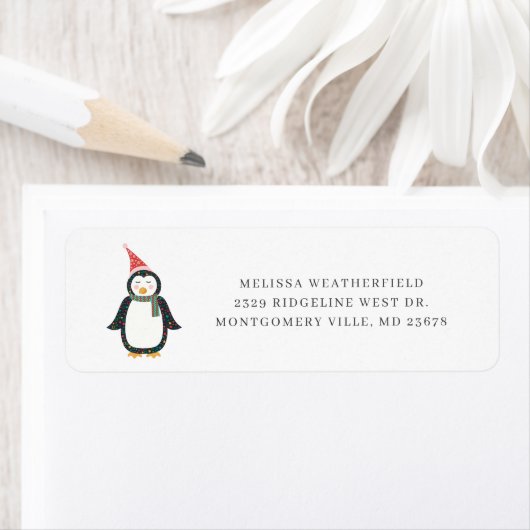 Boho-Pinguin-Chic-Urlaub-Rücksendeadresse (Insitu)