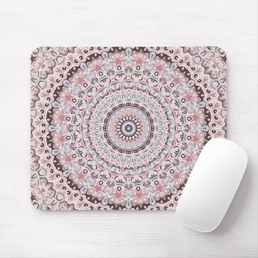 Boho Pink and Blue Mandala Pattern Mousepad (Mit Mouse)