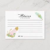 Boho Pink and Gold Feathers Advice Card Platzkarte (Vorderseite)