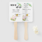 Boho Pink and Gold Feathers Program Fächer (Vorne und Hinten)