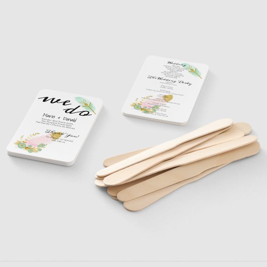 Boho Pink and Gold Feathers Program Fächer (Non-assembled)