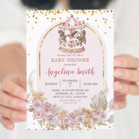 Boho Pink and Gold Floral Carousel Babydusche