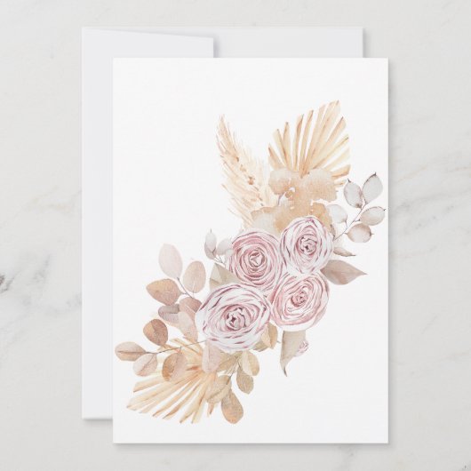 Boho Pink and Gold Floral Carousel Babydusche Einladung (Rückseite)