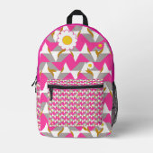 Boho Pink and Yellow Girly Backpack Bedruckter Rucksack (Vorderseite)