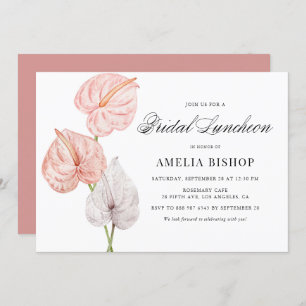 Boho Pink Anthuriums Tropical Bridal Luncheon Einladung