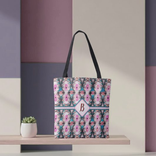 Boho Pink, Aquamarin & Brown Tribal Tasche
