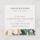 Boho Pink Aquamarin gestrichen Floral Vielen Dank Quadratische Visitenkarte (Rückseite)