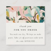 Boho Pink Aquamarin gestrichen Floral Vielen Dank Quadratische Visitenkarte (Vorderseite)