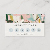 Boho Pink Aquamarine grün gestrichene Blumen Loyal Visitenkarte (Vorderseite)