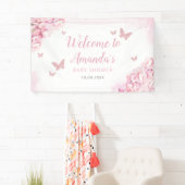 Boho Pink Aquarell Bläsernschmetterling Baby Dusch Banner (Insitu)