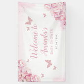 Boho Pink Aquarell Bläsernschmetterling Baby Dusch Banner (Vertikal)