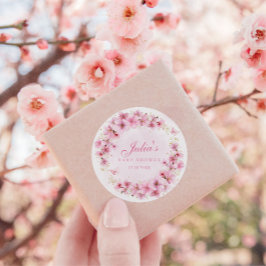 Boho Pink Aquarell Bläsernschmetterling Baby Dusch Runder Aufkleber