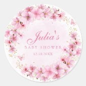 Boho Pink Aquarell Bläsernschmetterling Baby Dusch Runder Aufkleber (Vorderseite)