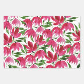 Boho Pink Aquarell Blume Burgundy White Geschenkpapier Set (Vorderseite 3)