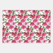 Boho Pink Aquarell Blume Burgundy White Geschenkpapier Set (Vorderseite)