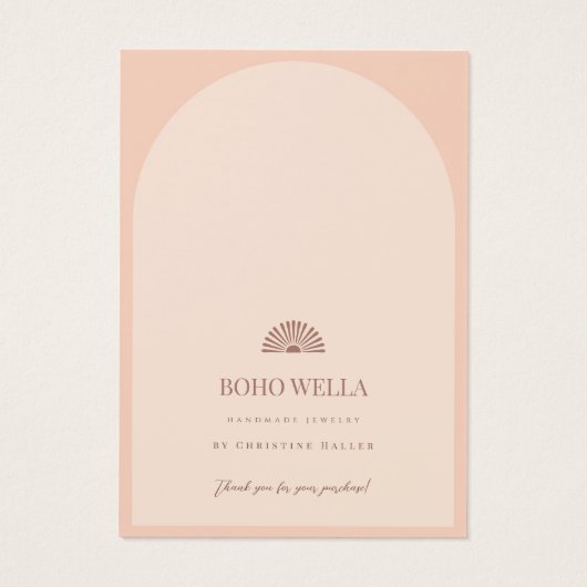Boho Pink Arch Earring Display Card mit Logo (Rückseite)