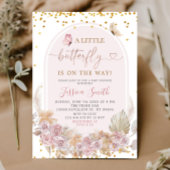 Boho Pink Arch Schmetterling auf dem Weg Babydusch Einladung