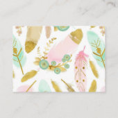 Boho Pink Auqa Gold Feathers Begleitkarte (Rückseite)