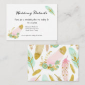 Boho Pink Auqa Gold Feathers Begleitkarte (Vorne/Hinten)