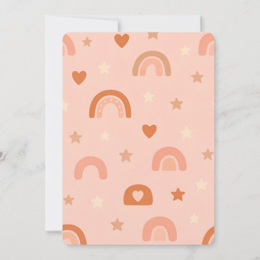 Boho Pink Baby Dusche Einladung (Rückseite)