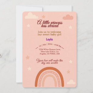 Boho Pink Baby Dusche Einladung
