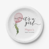 Boho Pink Balloon Oh Boy Baby Shower Paper Plate Pappteller (Vorderseite)