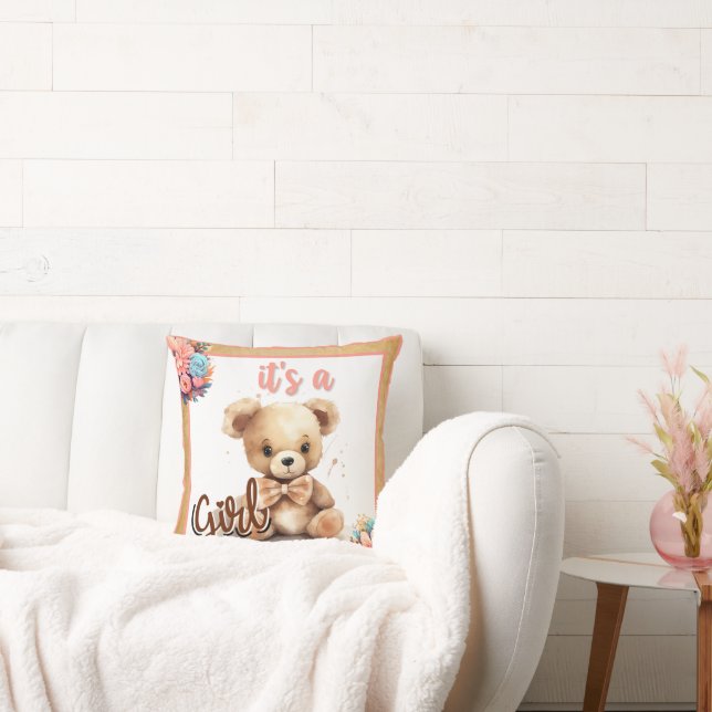 Boho Pink Bear Baby Dusche Kissen (Liege)