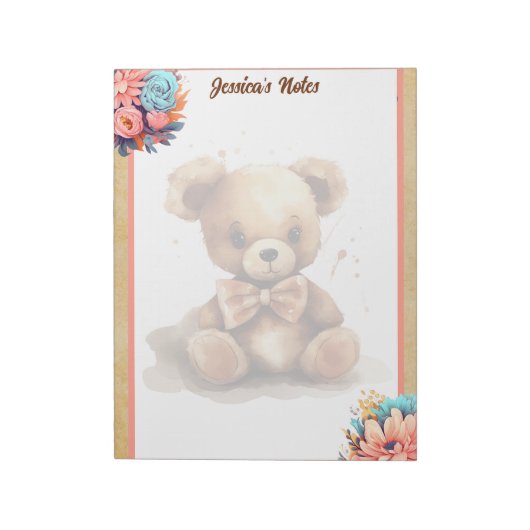 Boho Pink Bear Baby Dusche Notizblock (Rotiert)