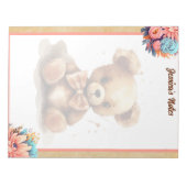 Boho Pink Bear Baby Dusche Notizblock (Vorderseite)