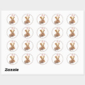 Boho Pink Bear Baby Dusche Runder Aufkleber (Blatt)