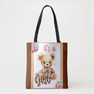 Boho Pink Bear Baby Dusche Tasche
