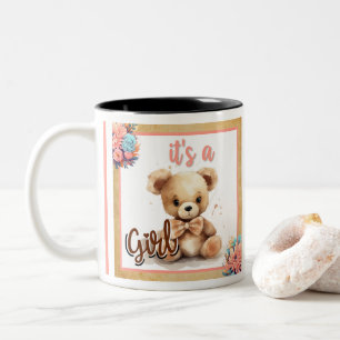 Boho Pink Bear Baby Dusche Zweifarbige Tasse