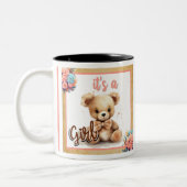 Boho Pink Bear Baby Dusche Zweifarbige Tasse (Links)