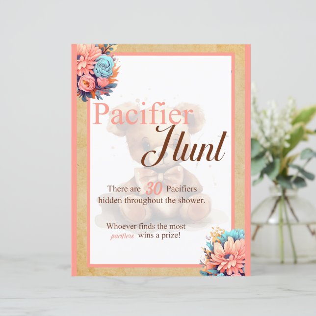 Boho Pink Bear Baby Shower Duck Hunt Spiel (Stehend Vorderseite)