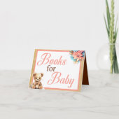 Boho Pink Bear Babydusche Bücher für Babykarte Karte (Vorderseite)