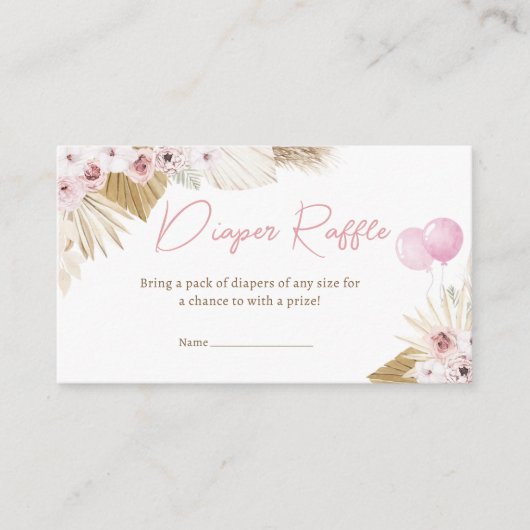 Boho Pink Bear Babydusche Windelwanne Raffel Begleitkarte (Vorderseite)