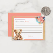 Boho Pink Bear Babyduschempfehlung für Mommy Card Mitteilungskarte (Vorderseite/Rückseite Beispiel)